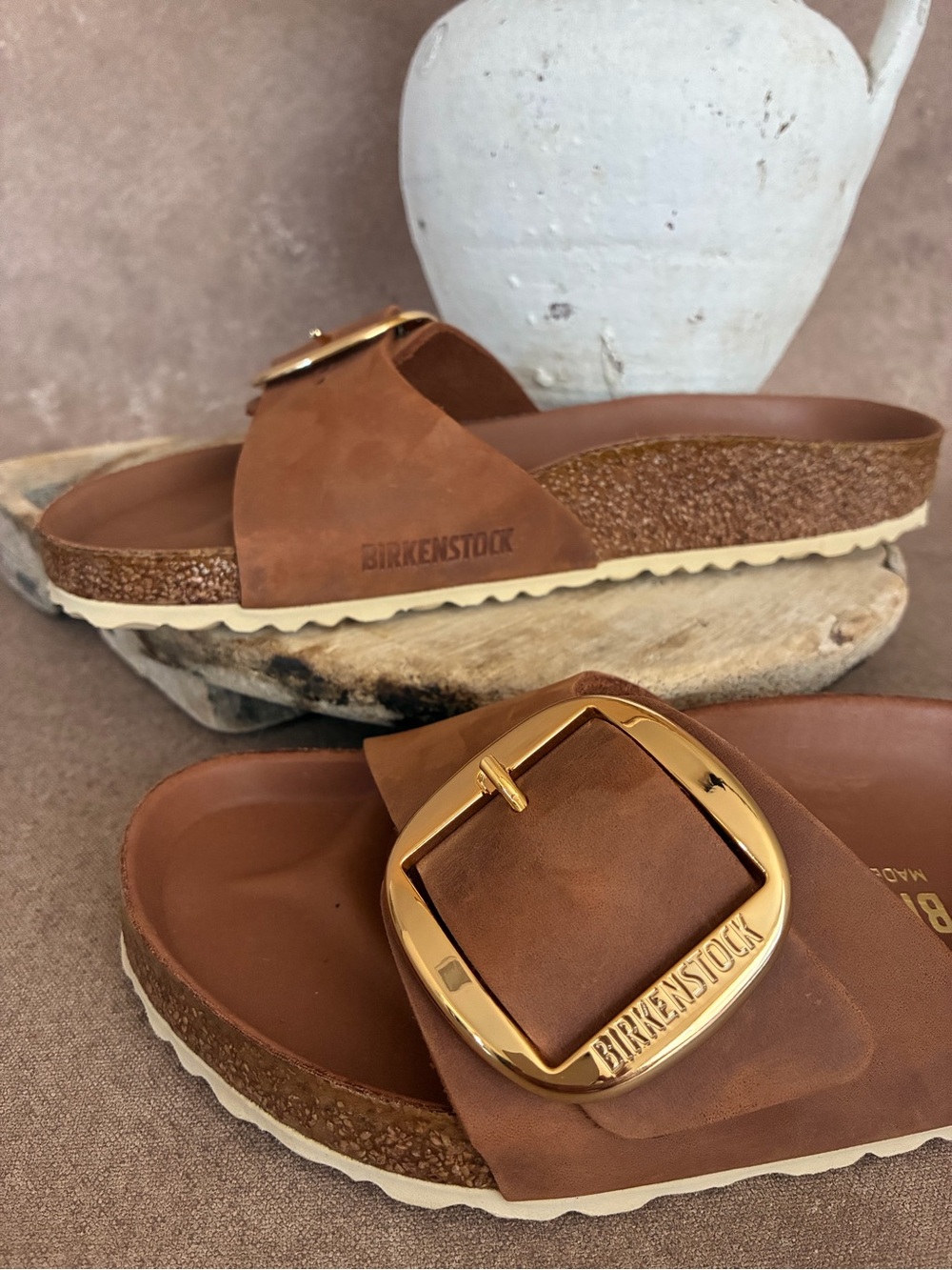 NWOT Birkenstock Madrid Big Buckle Women’s Cognac Brown Nubuck Leather Sandals - Picture 8 of 8